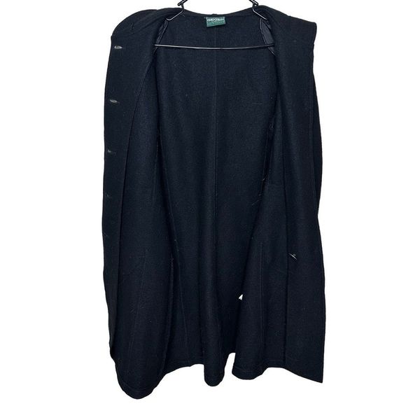 Vintage Geiger Made In Austria Pure New Wool Black Hooded Coat 36 - Picture 7 of 11